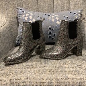 Jeffrey Campbell heeled multi glitter rain boots